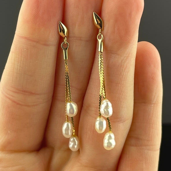 LAELIUS Antiques – Embossed 22k Gold Drop Earrings